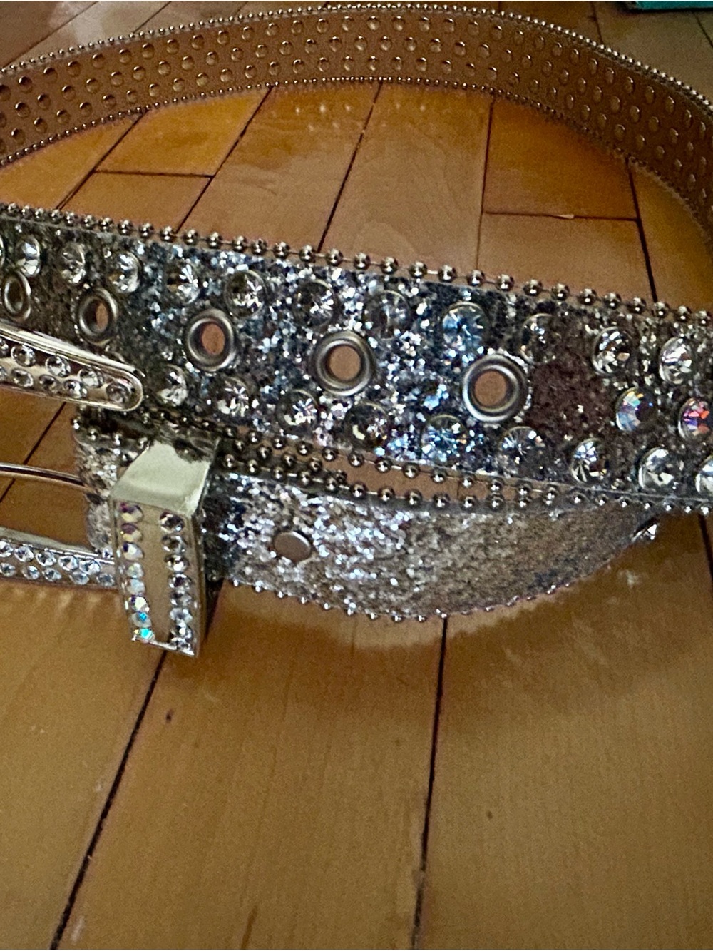 Crystal Embellished Silver Women's Rhinestone Belt